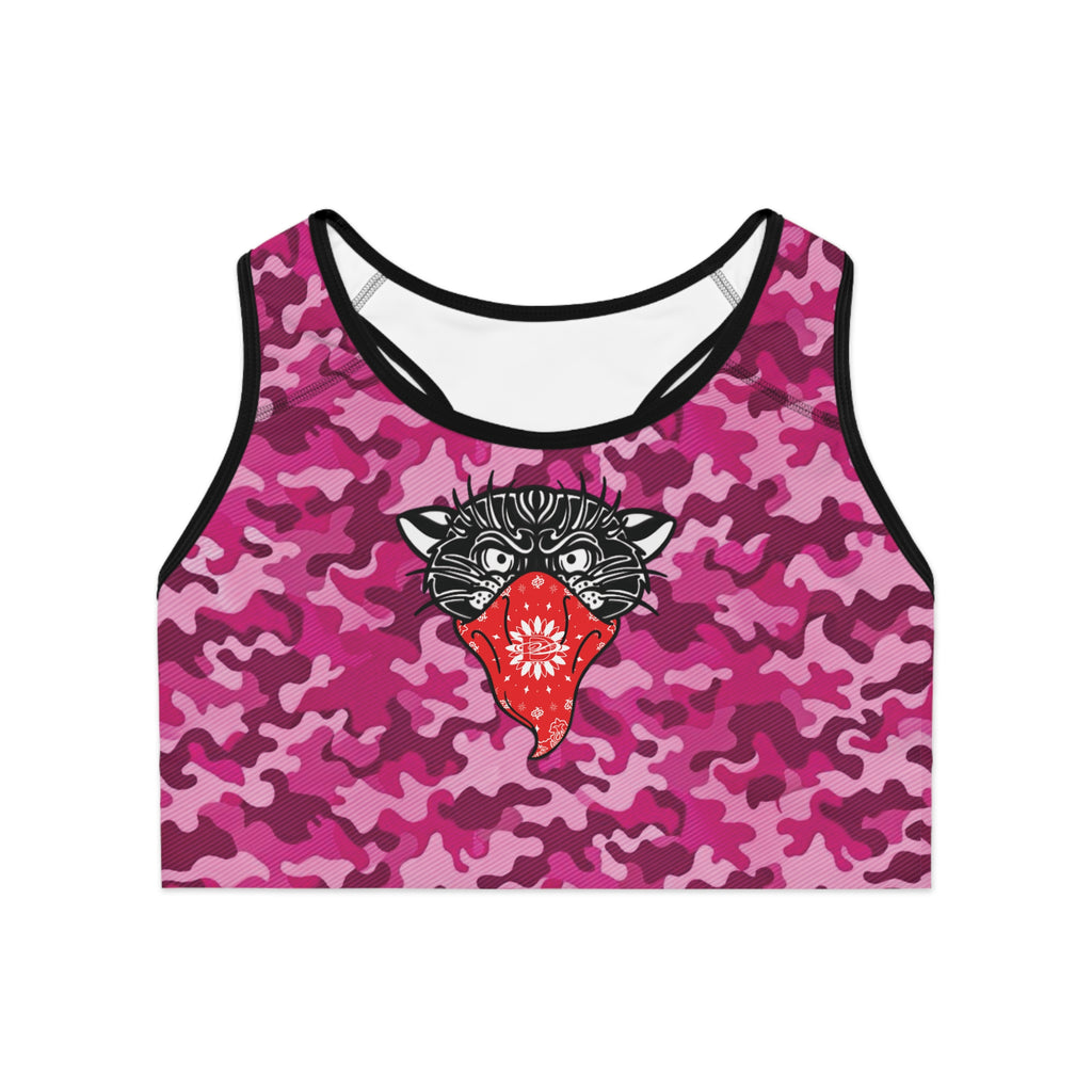 Bandito Panther Pink Camo Sports Bra AOP