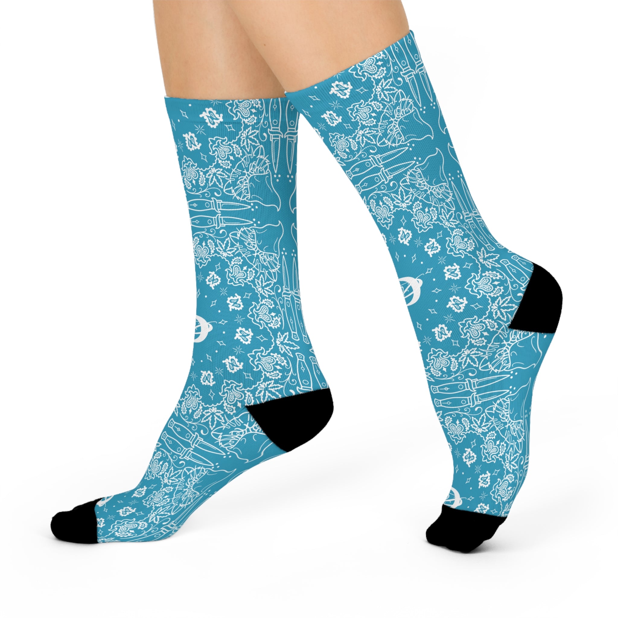 DD Custom Bandana Print Crew Socks AOP