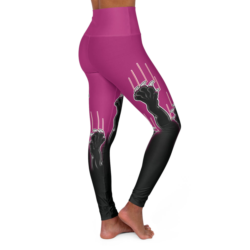 Clawing Panther Paws Print High Waisted Yoga Leggings (AOP)
