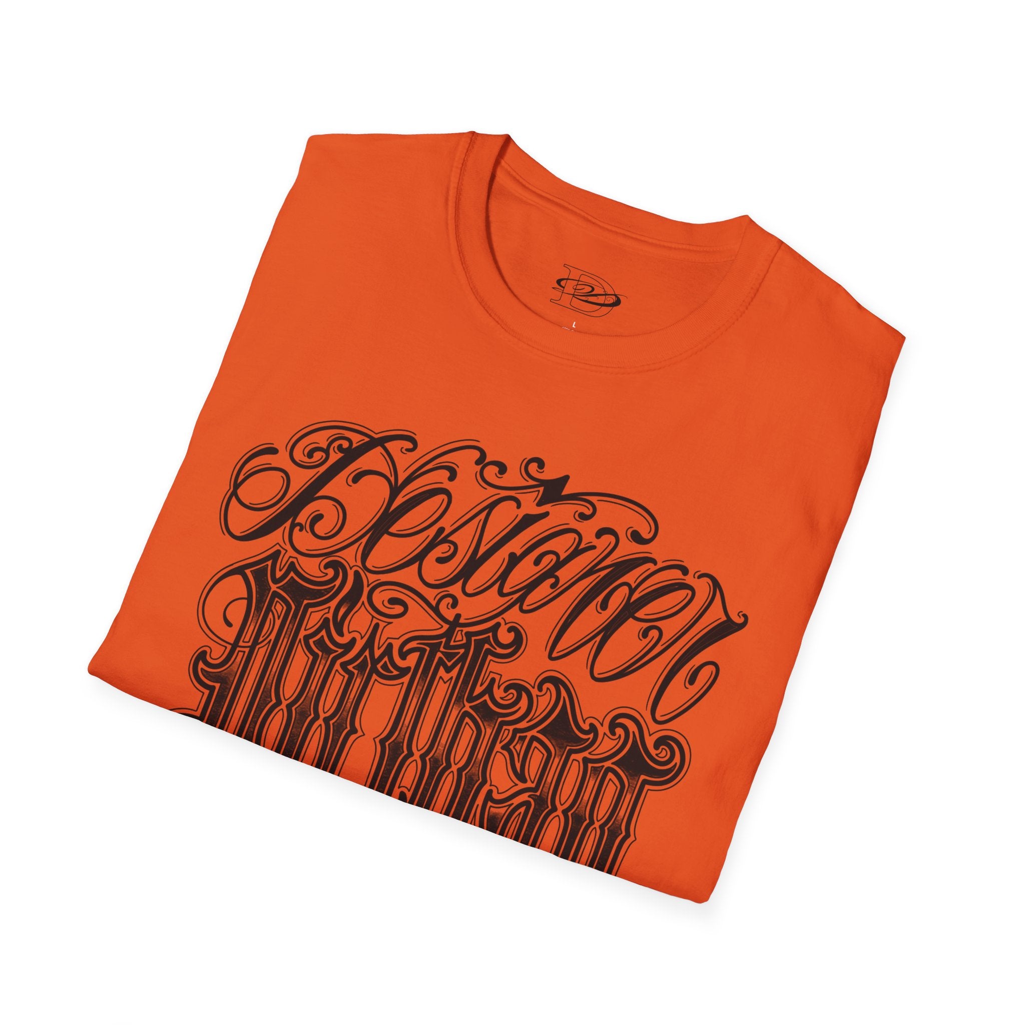 DD Custom Script Lettering w/Gothic Old English Unisex Softstyle T-Shirt