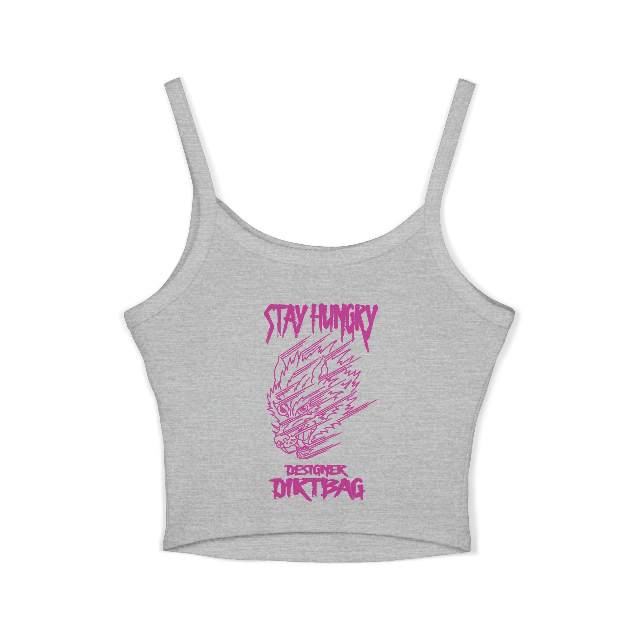 "Stay Hungry" Wolf Head Spaghetti Strap Tank Top