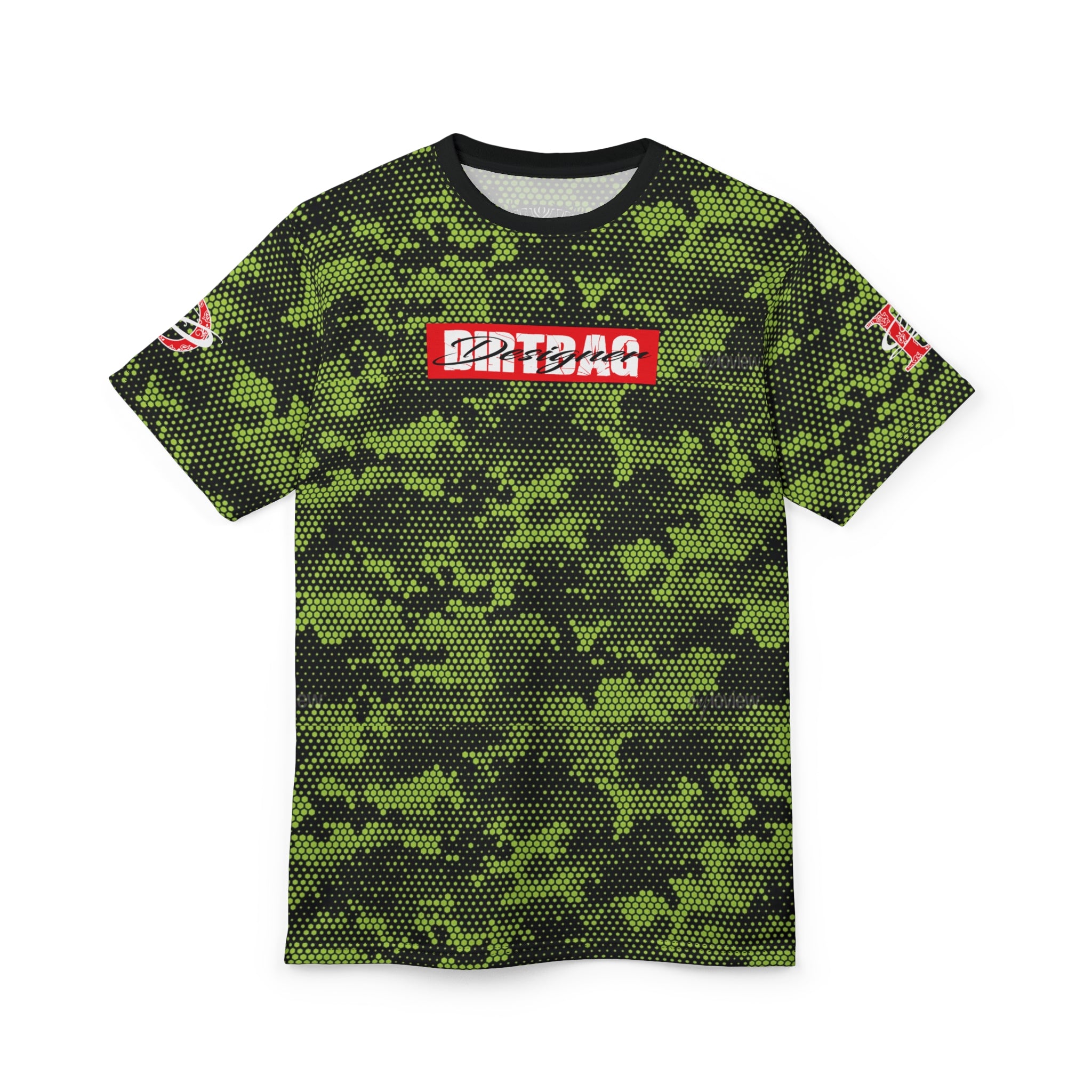 DD Box Logo Lime Green Hexagon Digital Camo Unisex T-Shirt AOP
