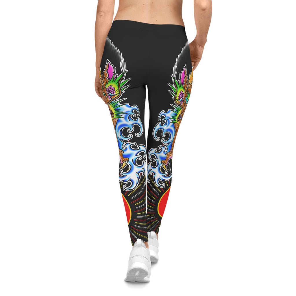 Dragon and Sun Custom Print Casual Yoga Leggings (AOP)