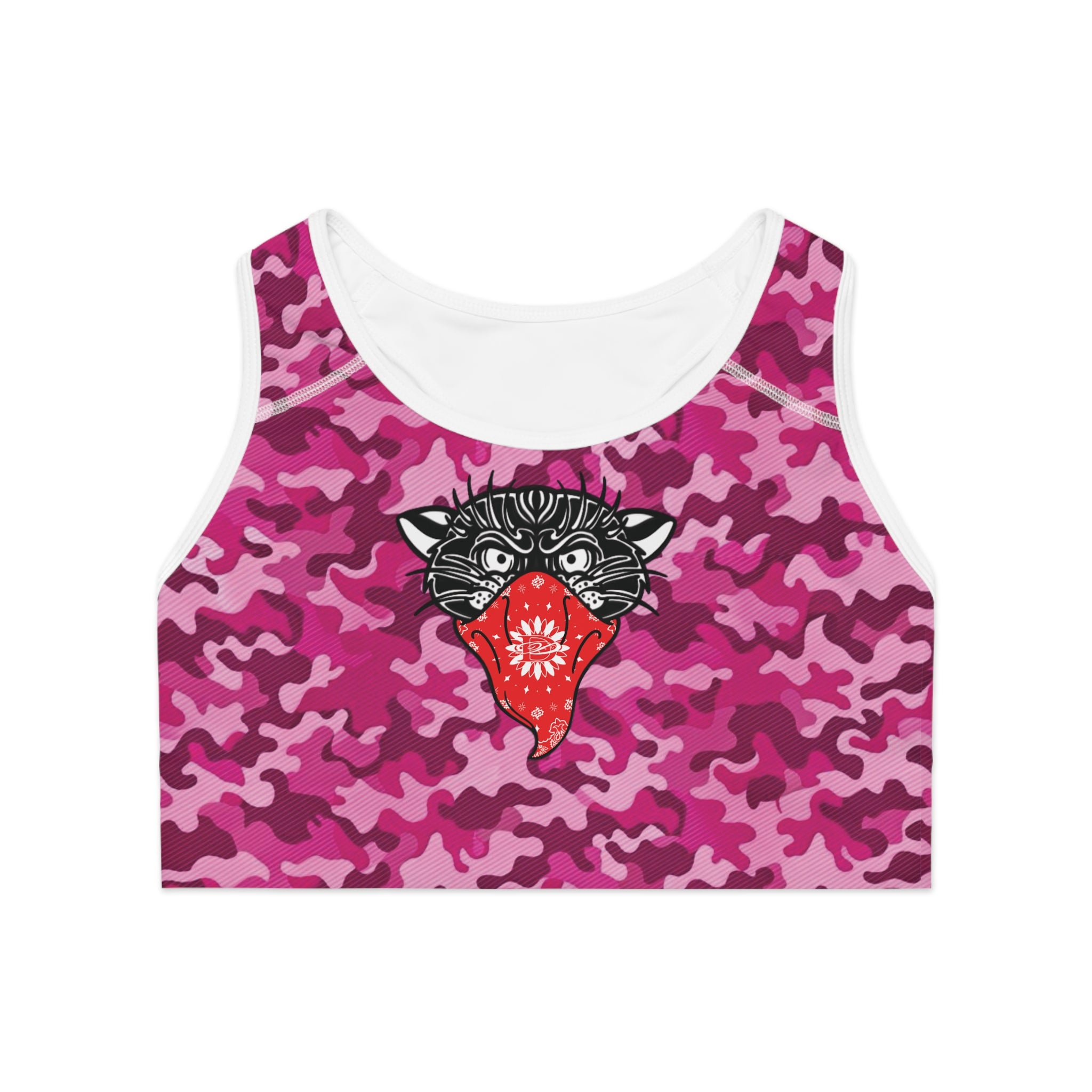 Bandito Panther Pink Camo Sports Bra AOP