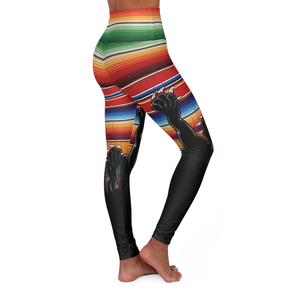 Clawing Panther Paws Print High Waisted Yoga Leggings (AOP)