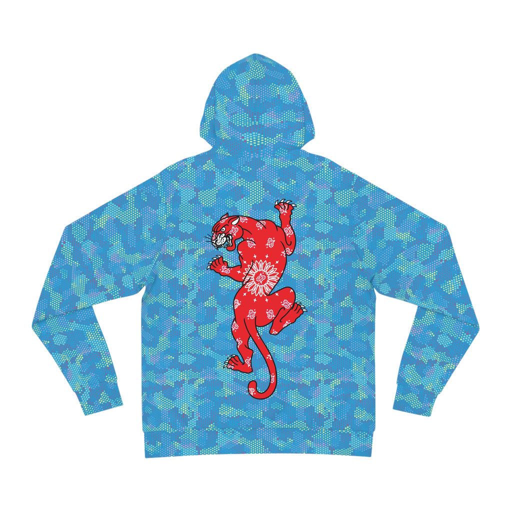 DD Box Logo W/ Climbing Bandana Panther Unisex Lite Blue Digital Hexagon Camo Hoodie AOP