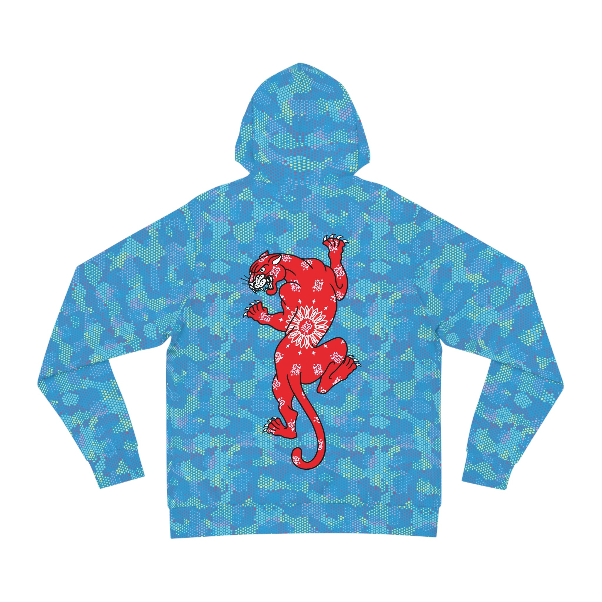DD Box Logo W/ Climbing Bandana Panther Unisex Lite Blue Digital Hexagon Camo Hoodie AOP