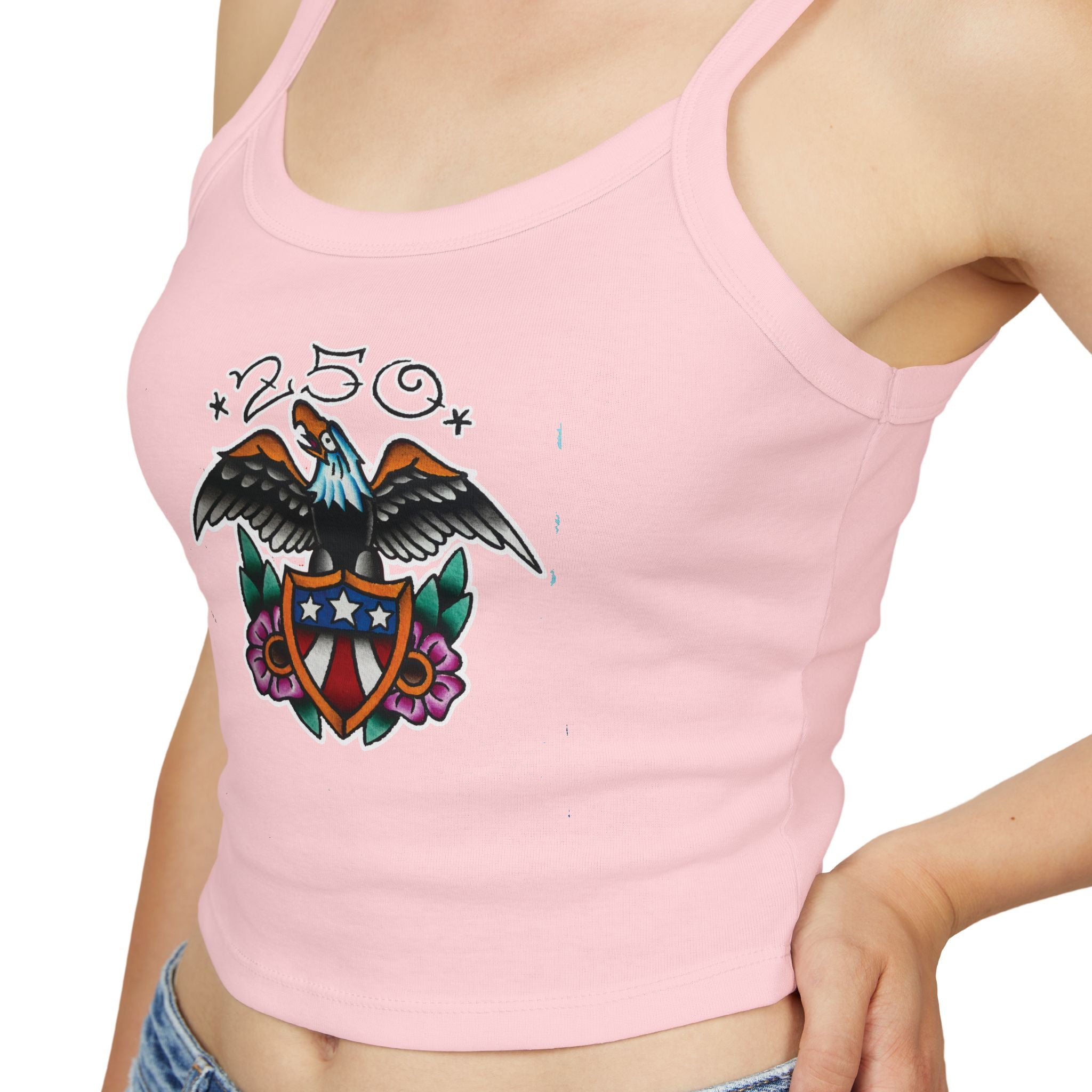 250th Anniversary Eagle w/Flag Shield Spaghetti Strap Woman's Tank Top