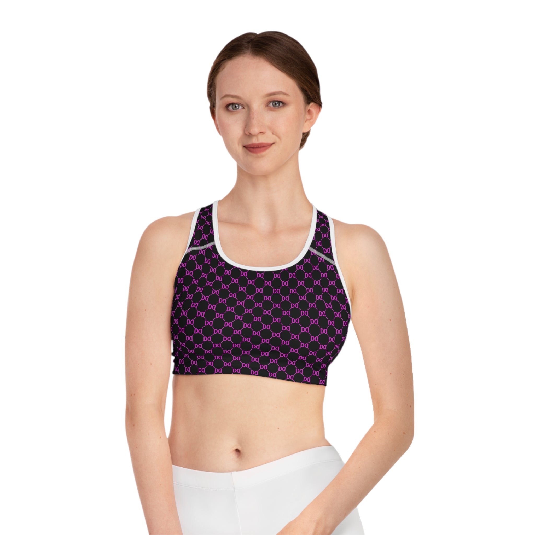 DD Monogram Pattern Sports Bra | Workout Top, Athleisure, Tattoo, Urban Fashion, Designer, Streetwear