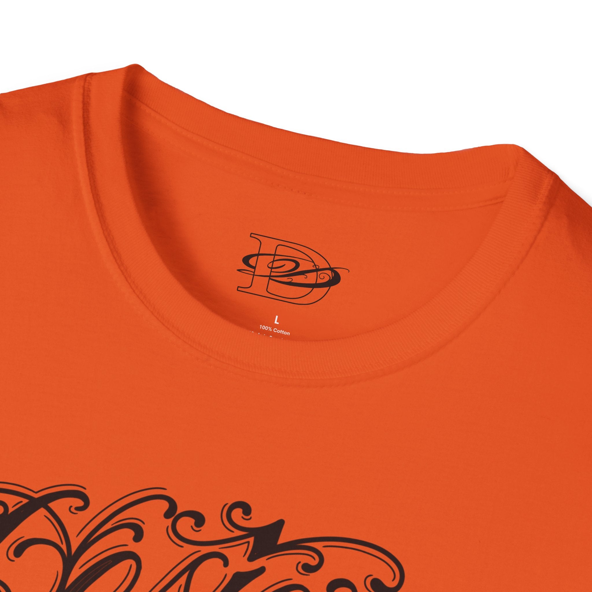 DD Custom Script Lettering w/Gothic Old English Unisex Softstyle T-Shirt