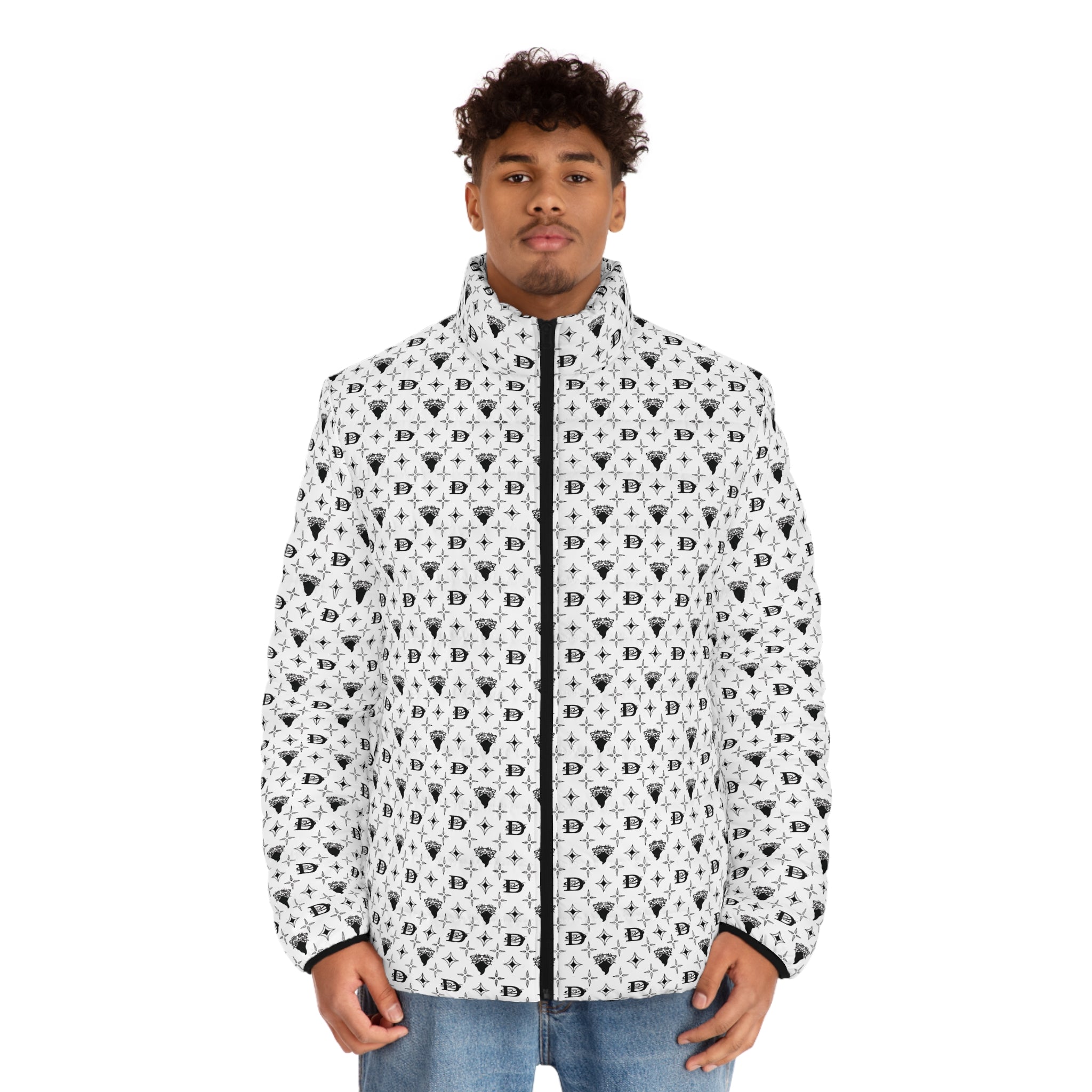 Bandito Panther Custom Monogram Print Men's Puffer Jacket Outerwear AOP