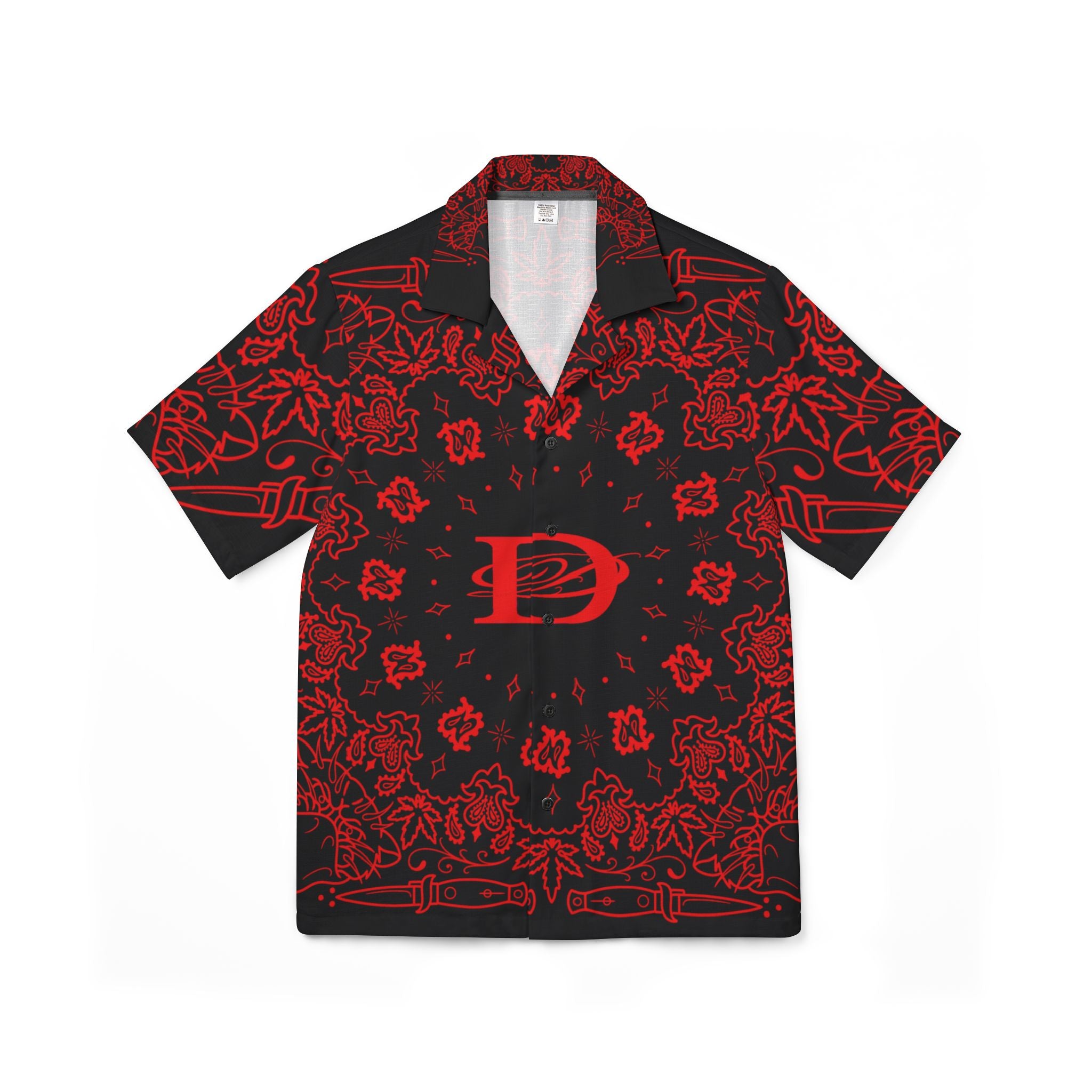 DD Custom Bandana Print Hawaiian Camp Shirt, Summer Fashion, Beachwear, Vacation Attire, Tropical Shirt, Unisex Summer Style