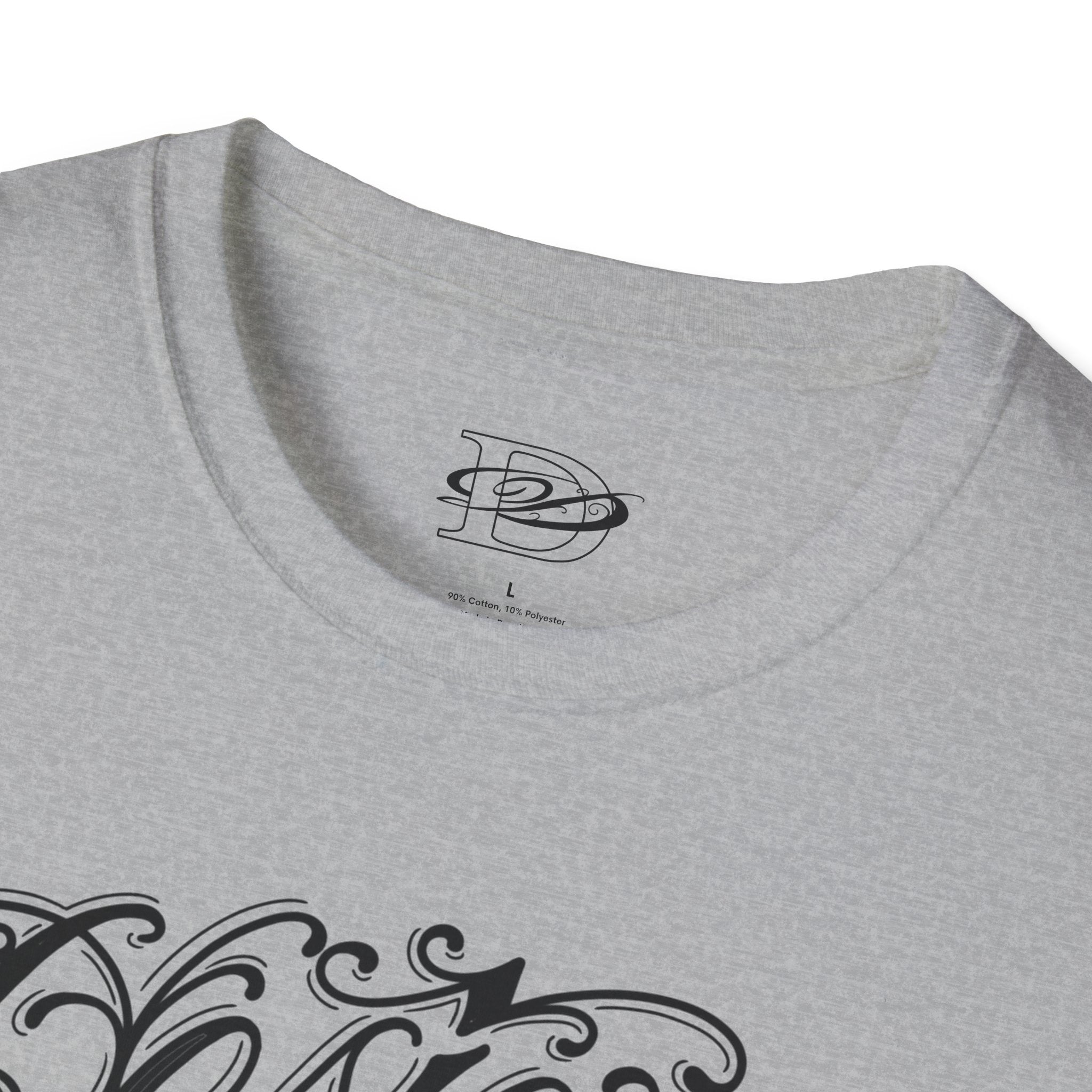 DD Custom Script Lettering w/Gothic Old English Unisex Softstyle T-Shirt