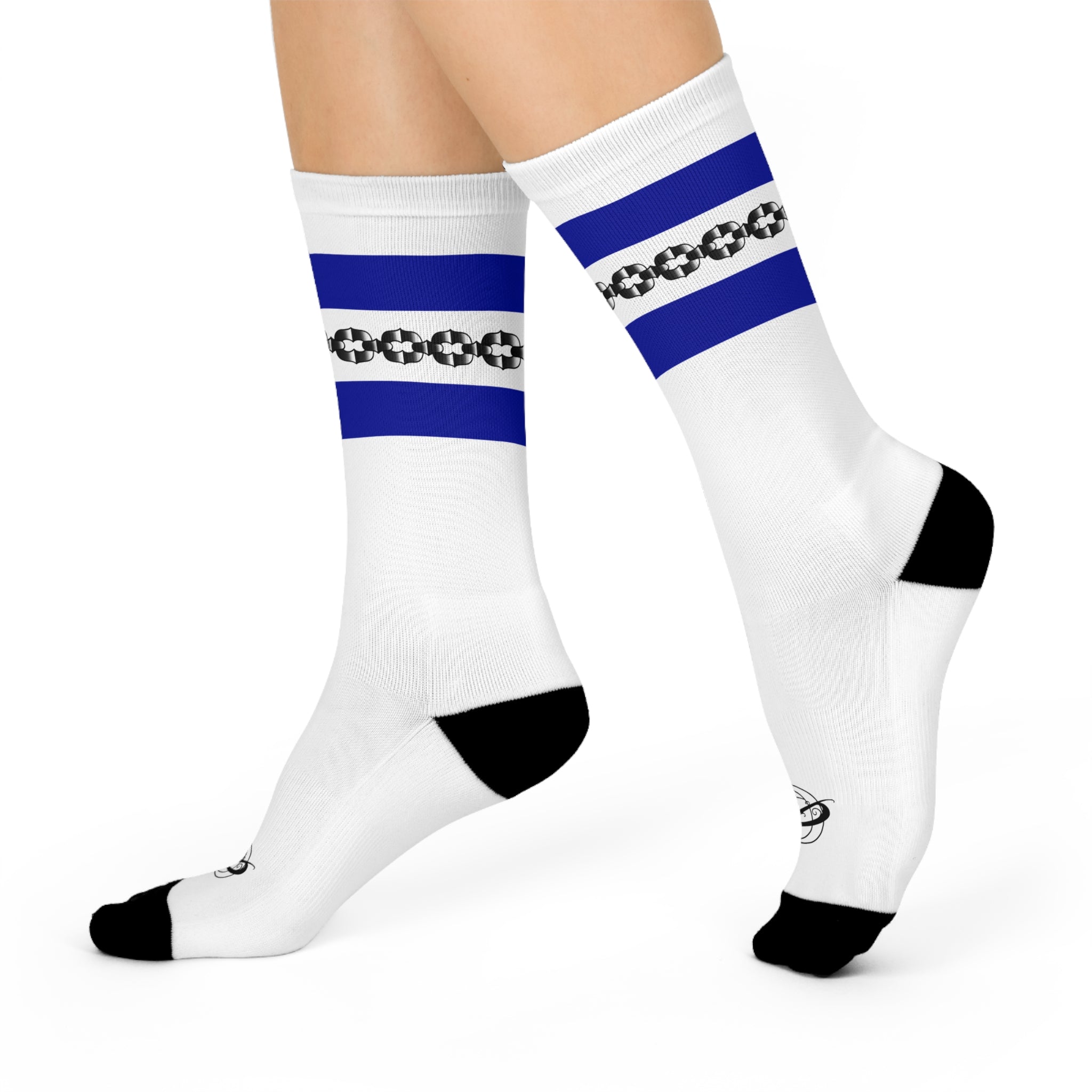 Old School Tube Sock Traditional Tattoo Chain Pattern Crew Socks AOP
