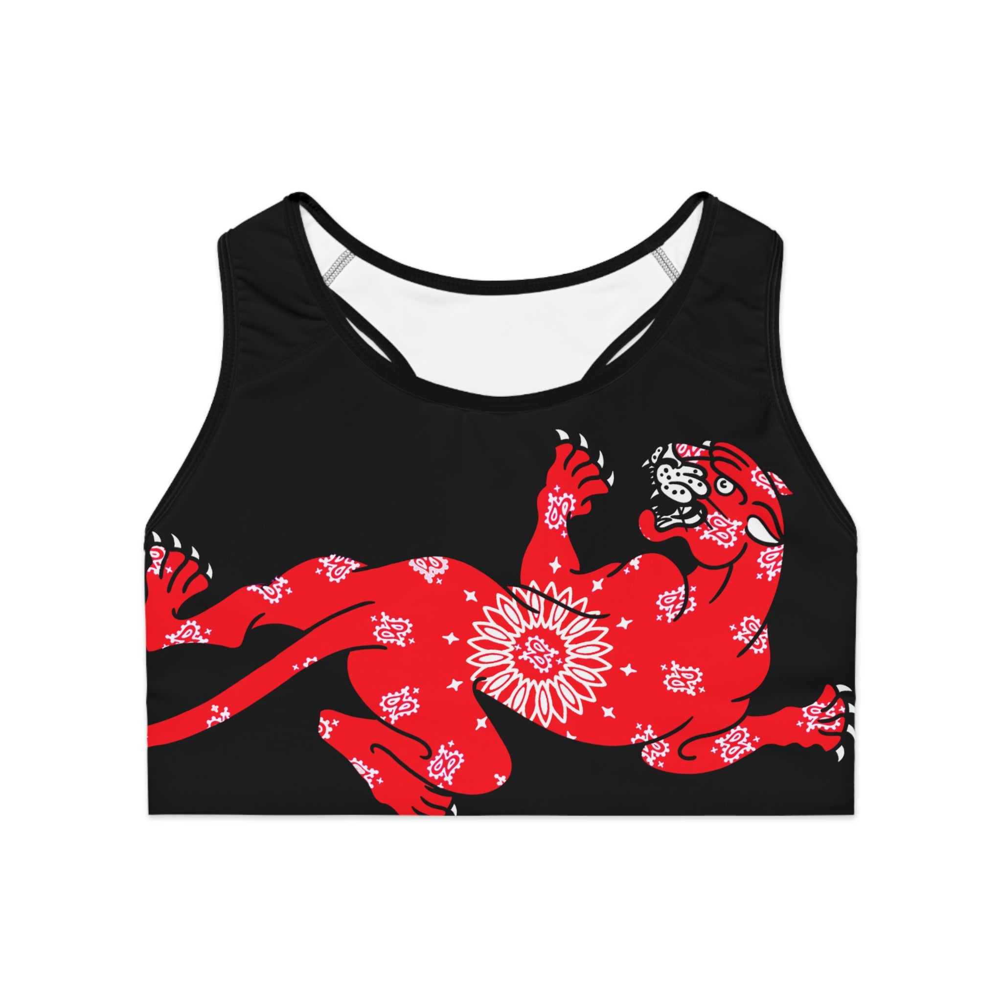 DD Climbing Panther W/Bandana Print Sports Bra