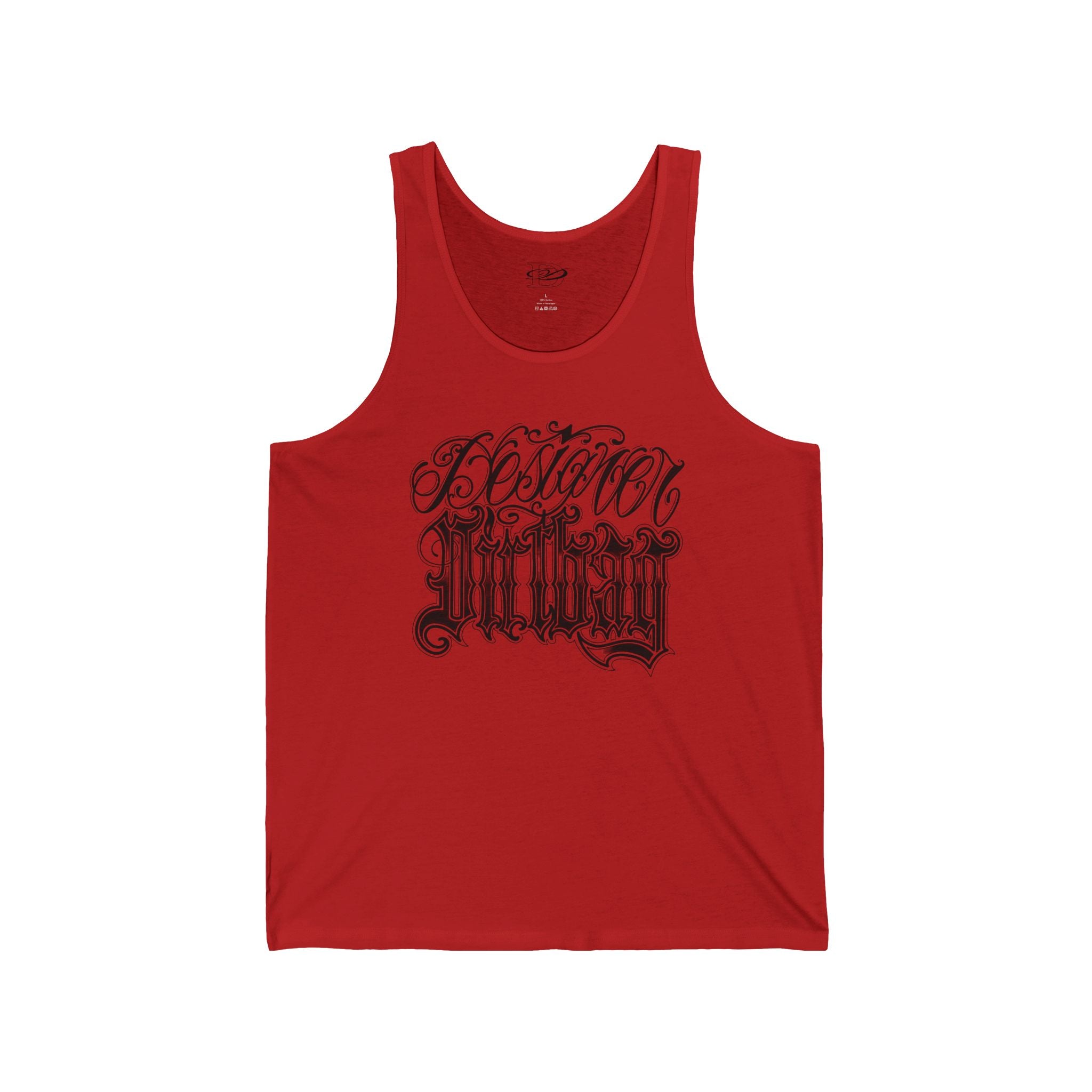 DD Custom Script Lettering W/Gothic Old English Unisex Jersey Tank Top