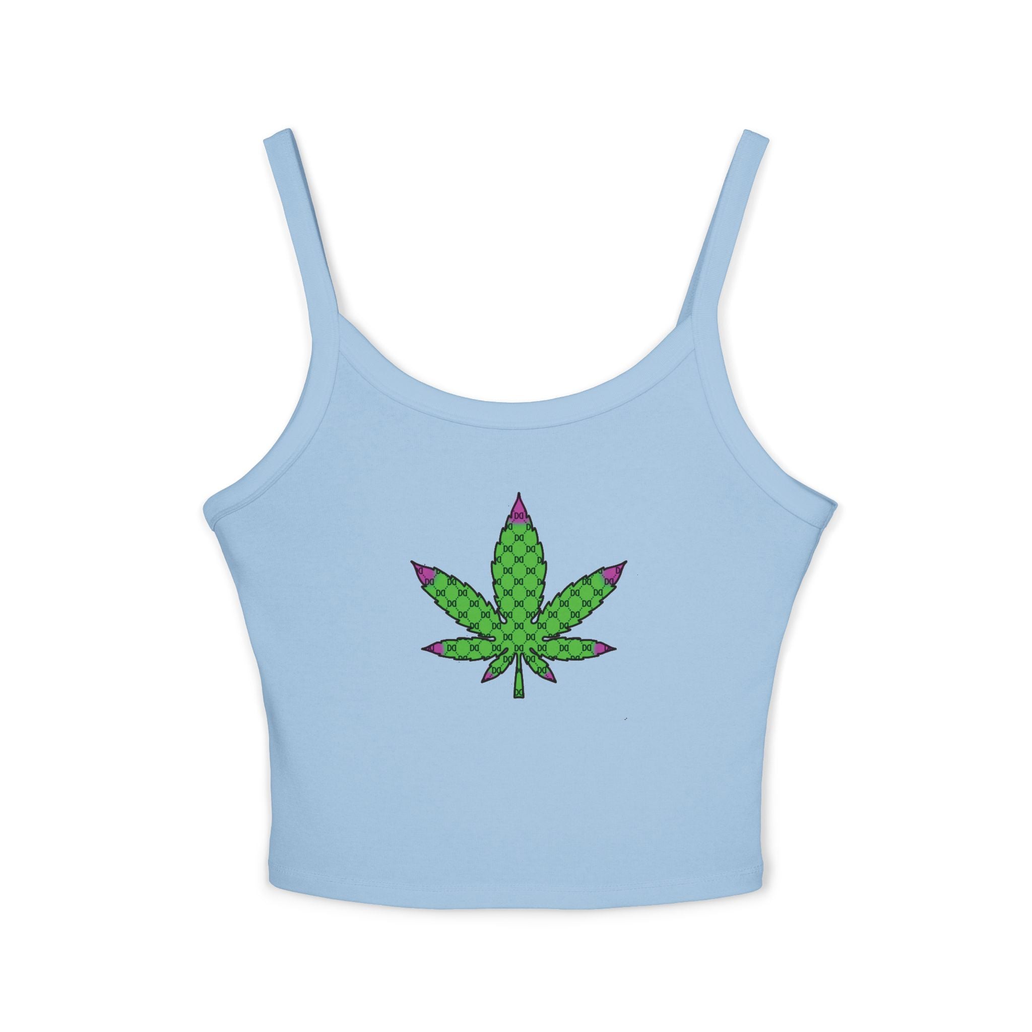 Cannabis Leaf w/DD Monogram Spaghetti Strap Tank Top