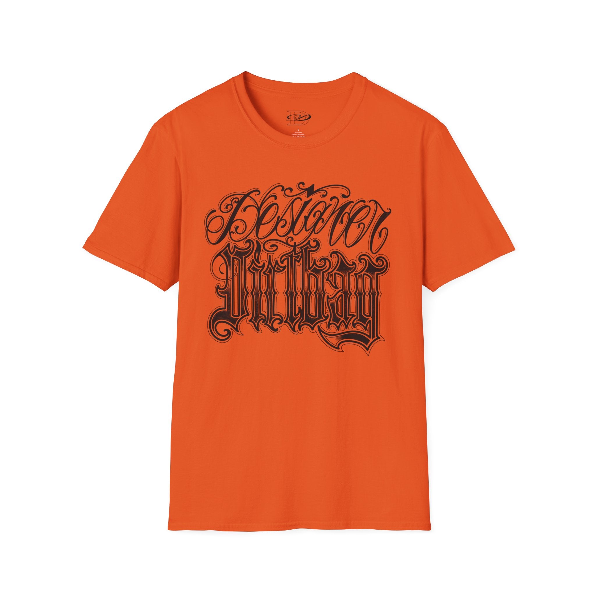 DD Custom Script Lettering w/Gothic Old English Unisex Softstyle T-Shirt
