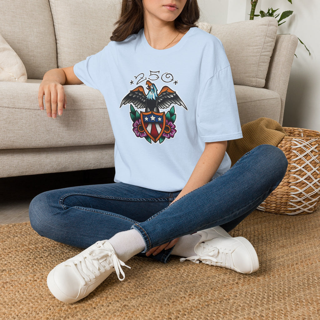 250th Anniversary Eagle w/Flag Shield Tattoo Unisex Softstyle T‑Shirt