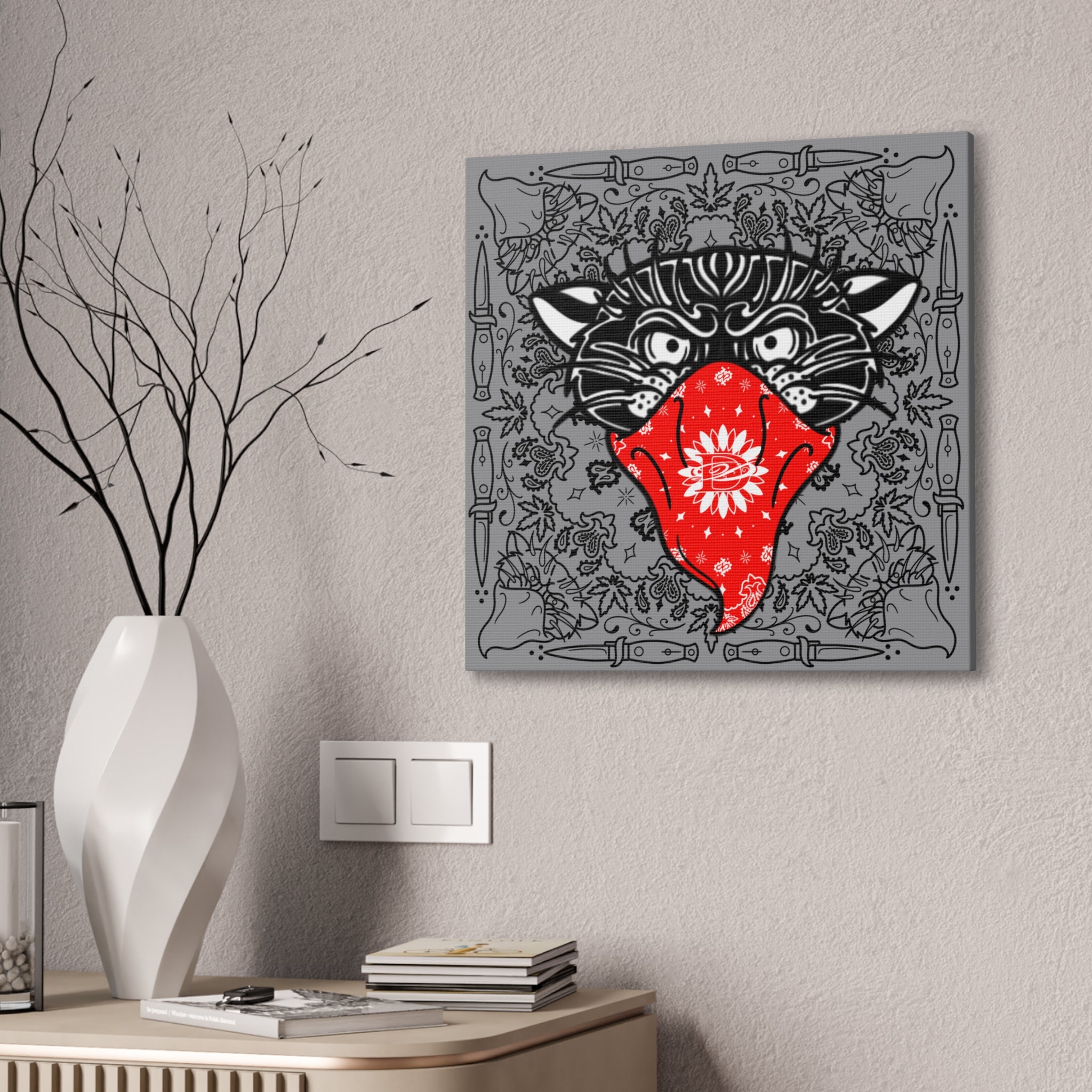 DD Custom Bandana Print Bandito Panther Canvas Wall Art
