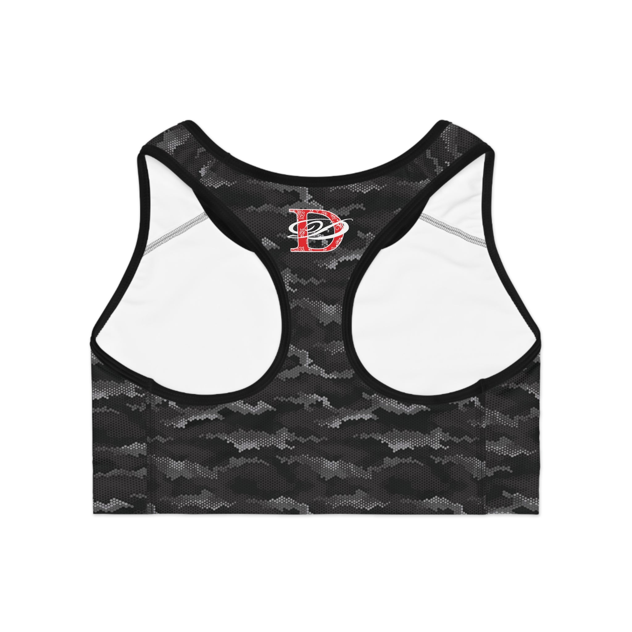 Custom Dragon W/ Urban Hexagon Digital Camo Sports Bra AOP