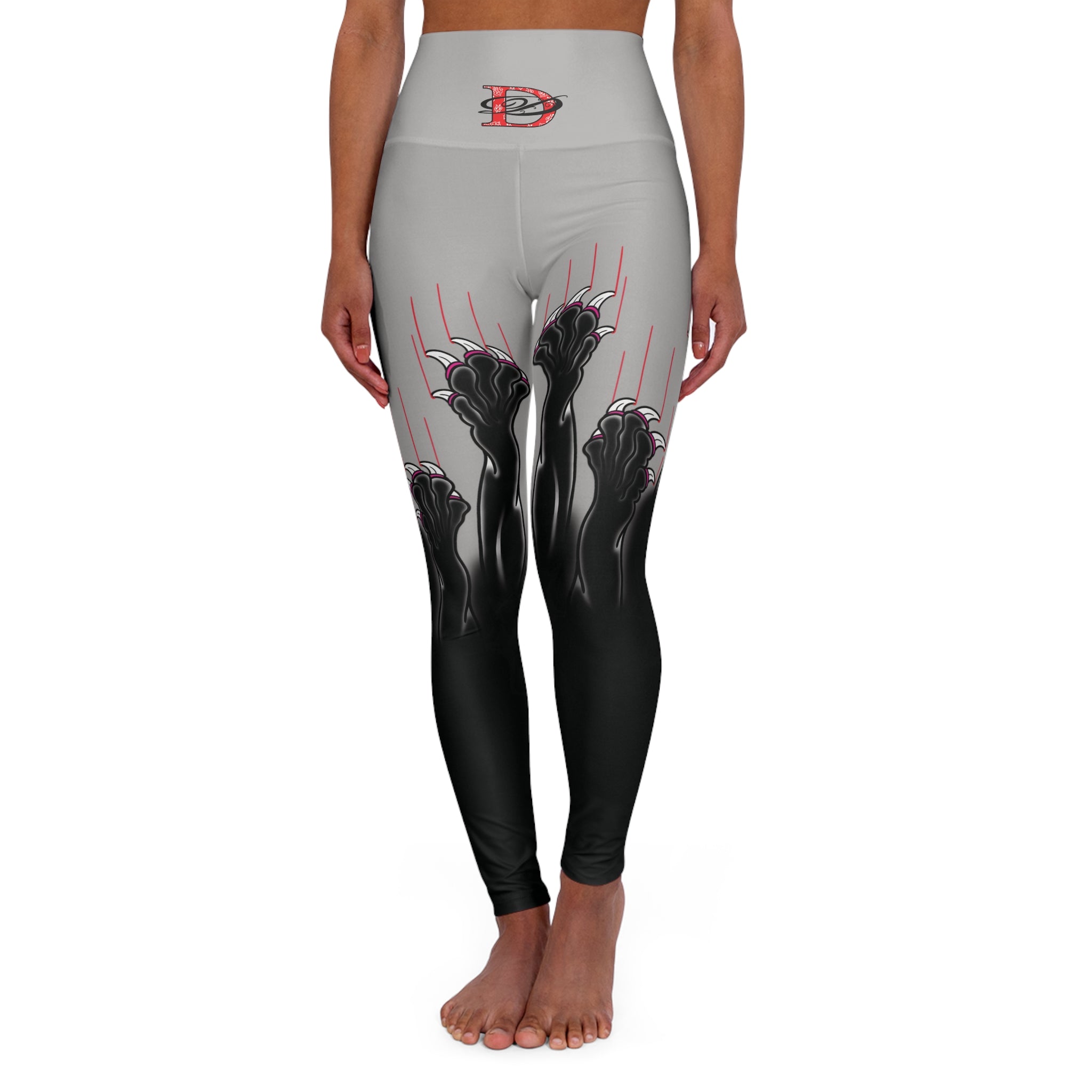 Clawing Panther Paws Print High Waisted Yoga Leggings (AOP)