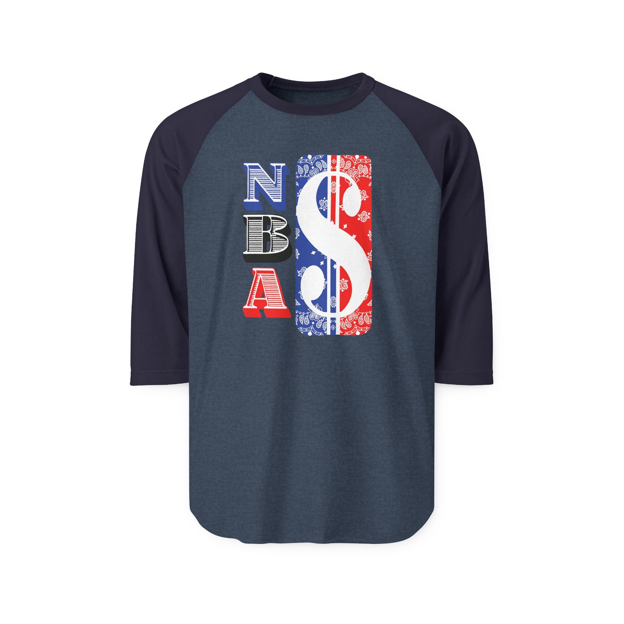 "Never Broke Again" Graphic Print Unisex Three-Quarter Sleeve Raglan Shirt