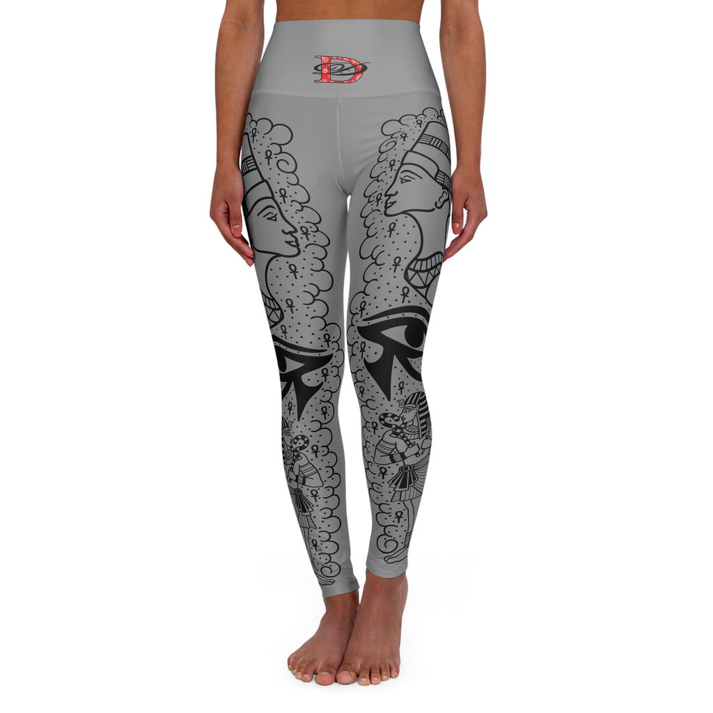 Ancient Egypt Tattoo Leg Sleeve Women's High Waisted Yoga Leggings (AOP)