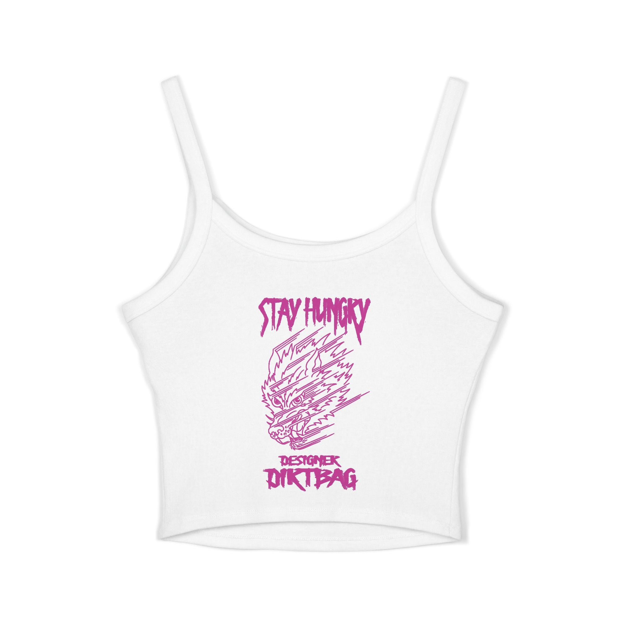 "Stay Hungry" Wolf Head Spaghetti Strap Tank Top