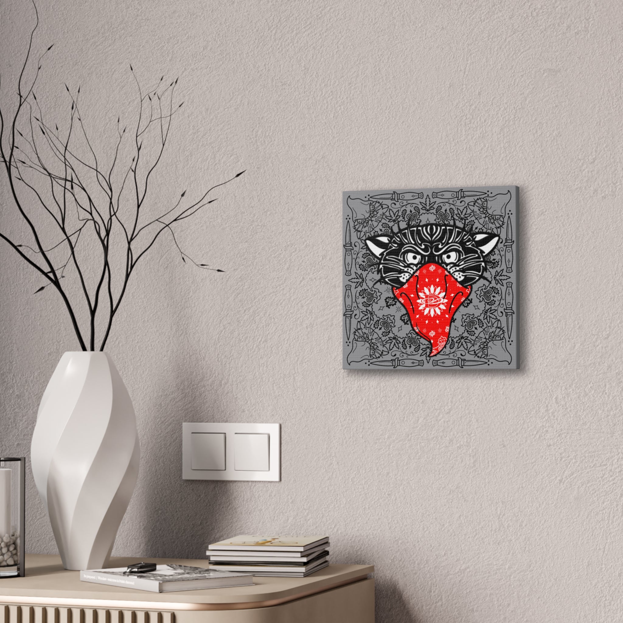 DD Custom Bandana Print Bandito Panther Canvas Wall Art