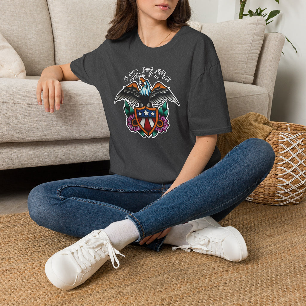 250th Anniversary Eagle w/Flag Shield Tattoo Unisex Softstyle T‑Shirt