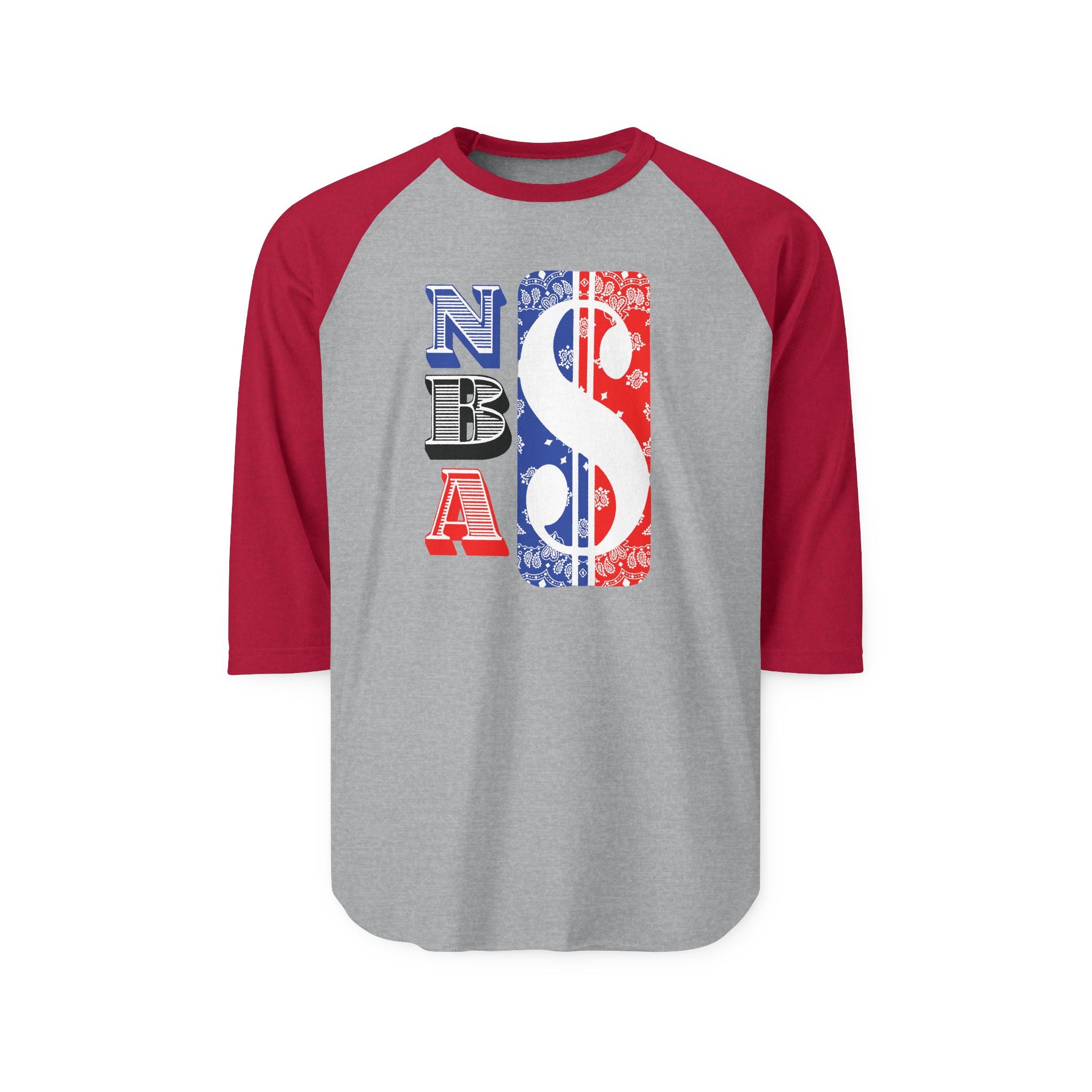 "Never Broke Again" Graphic Print Unisex Three-Quarter Sleeve Raglan Shirt