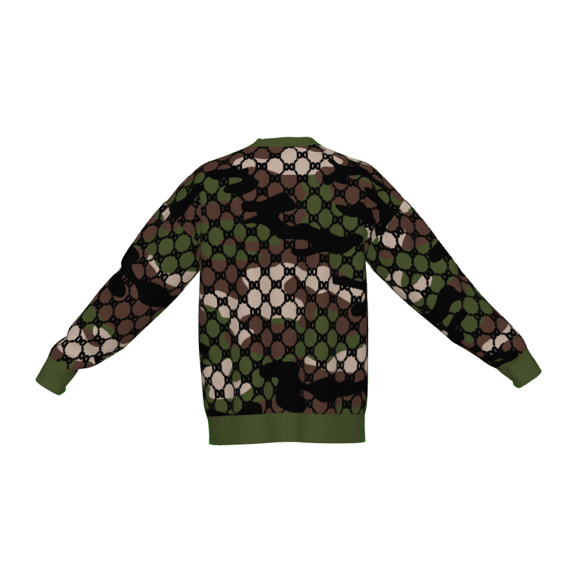 DD Custom Monogram Green Camo Lightweight Crewneck Knitted Sweater
