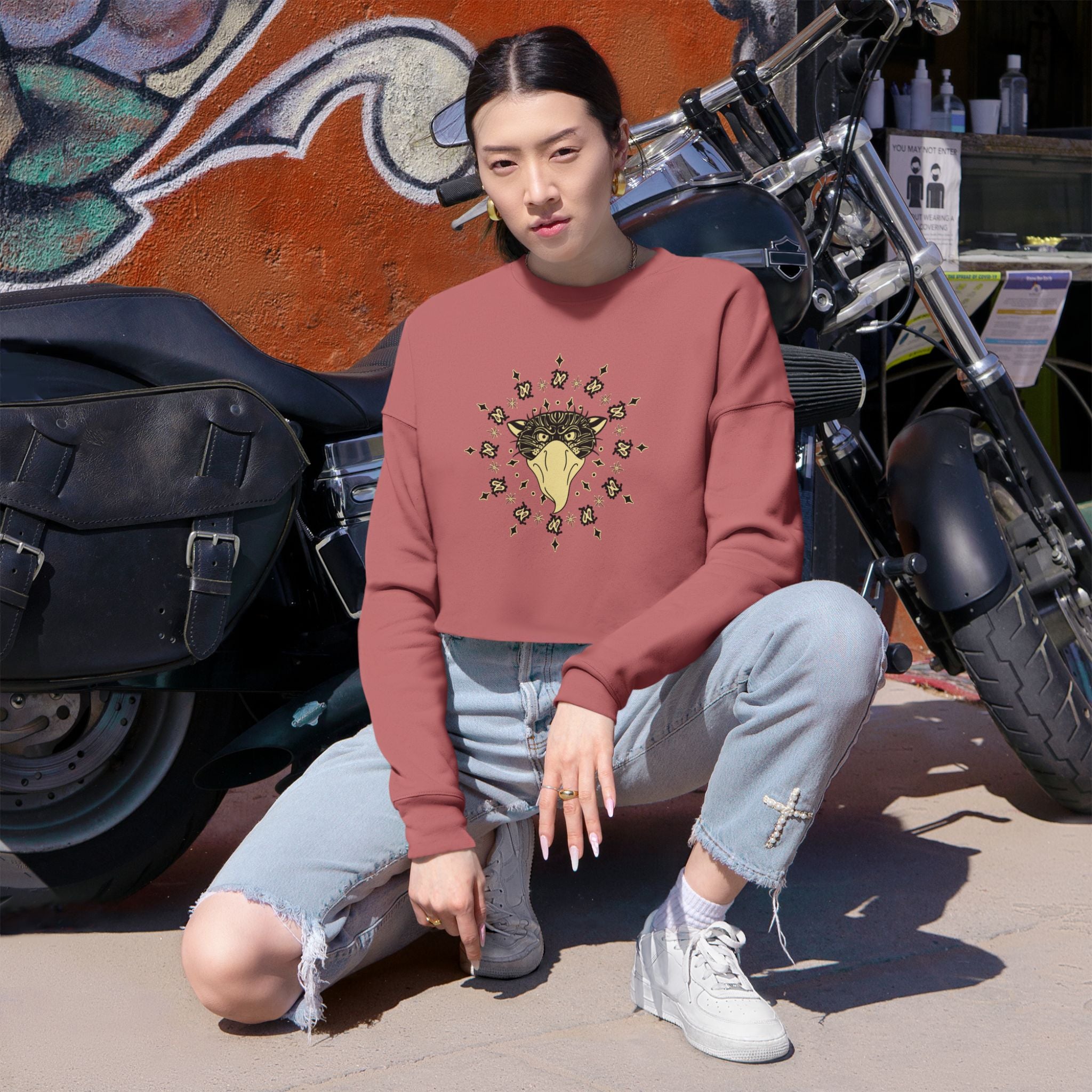Bandito Panther w/ Paisley Cropped Sweatshirt