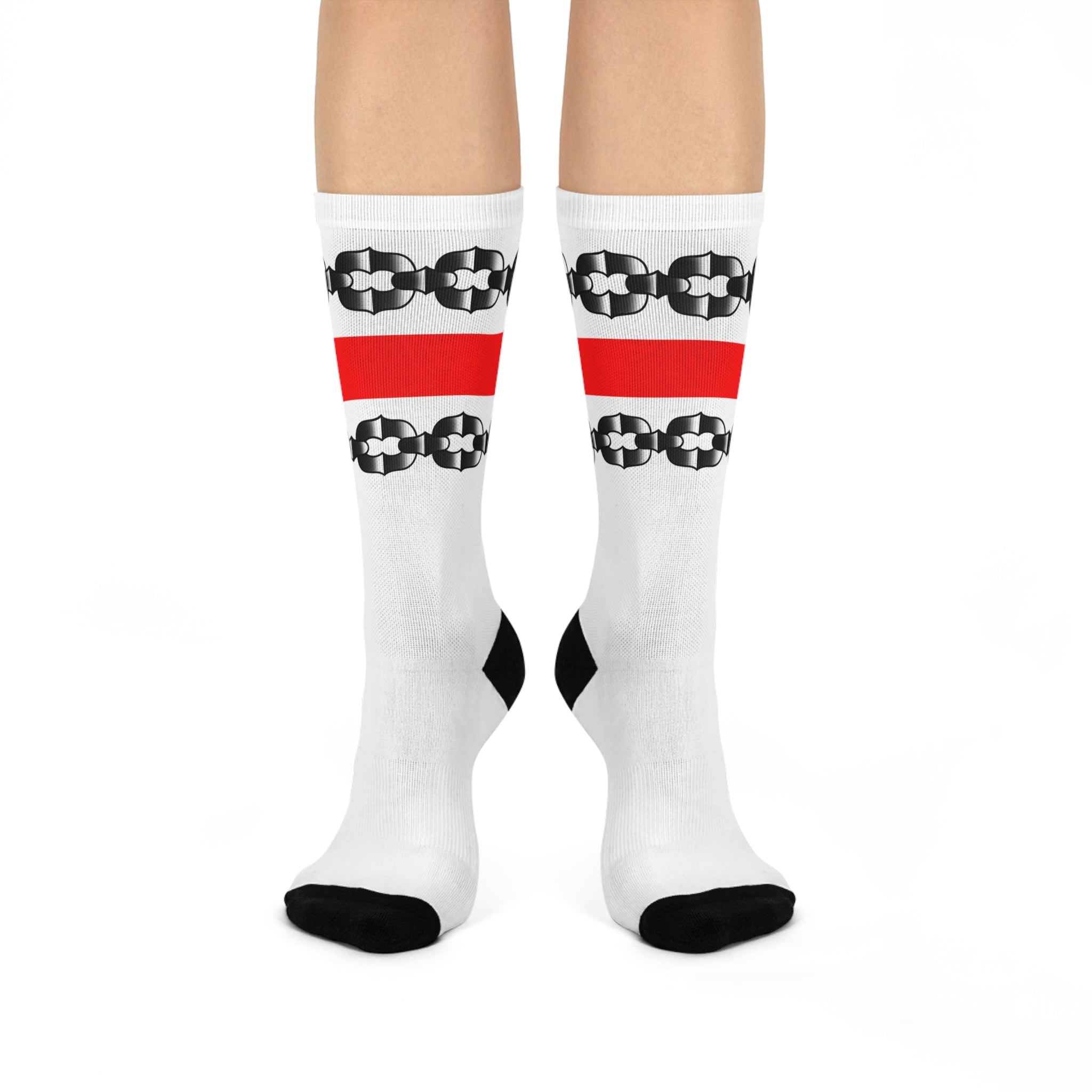 Traditional Tattoo Chain Pattern Cushioned Crew Socks AOP