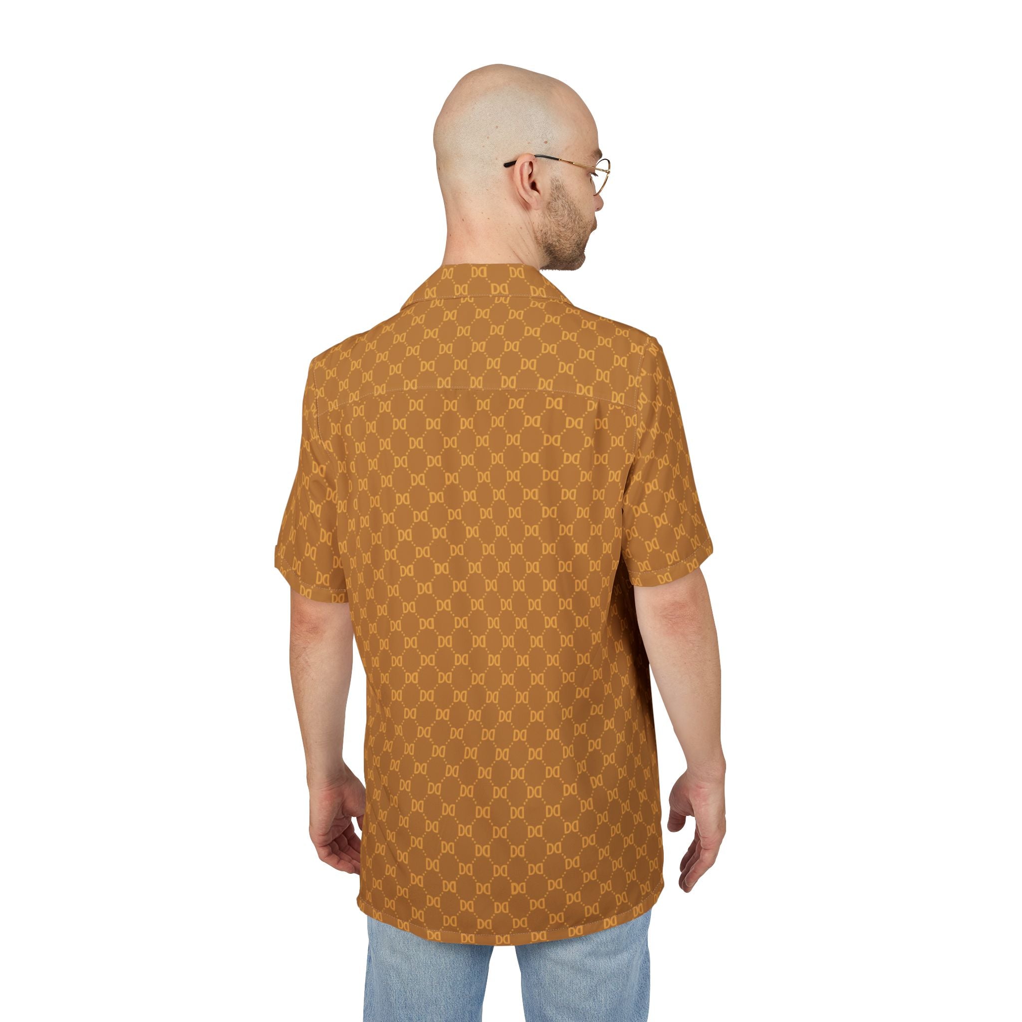DD Monogram Print | Button Up, Hawaiian Shirt, Urban Fashion, Beachwear, Vacation, Tropical Shirt, Designer, Bandana, AOP