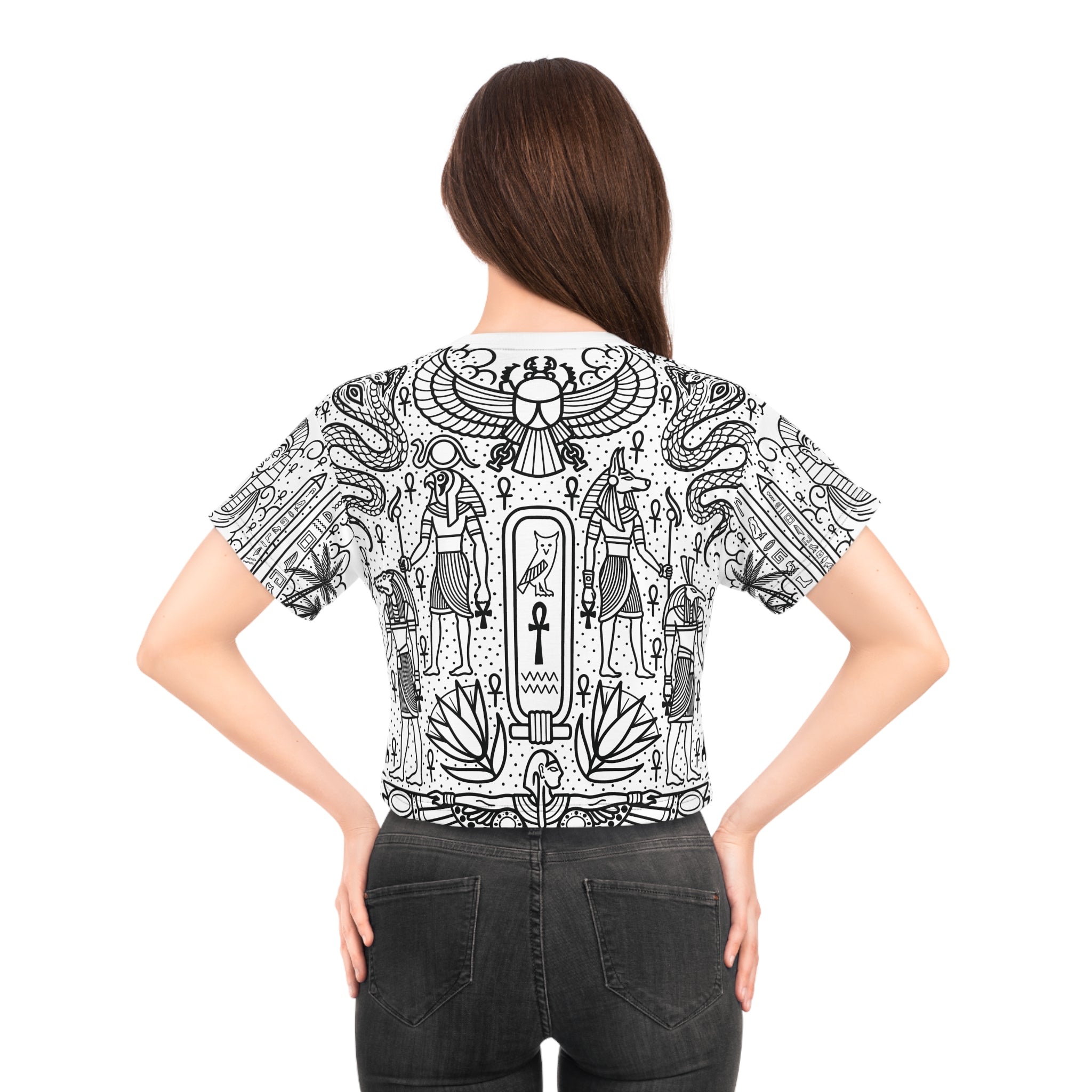 Egyptian Body Suit Tattoo Women's Crop Tee AOP