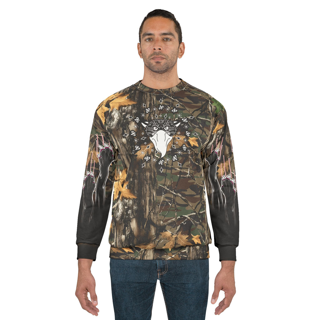 Bandito Panther Paisley Print W/ Clawing Panther Paws Unisex Real Tree Sweatshirt AOP