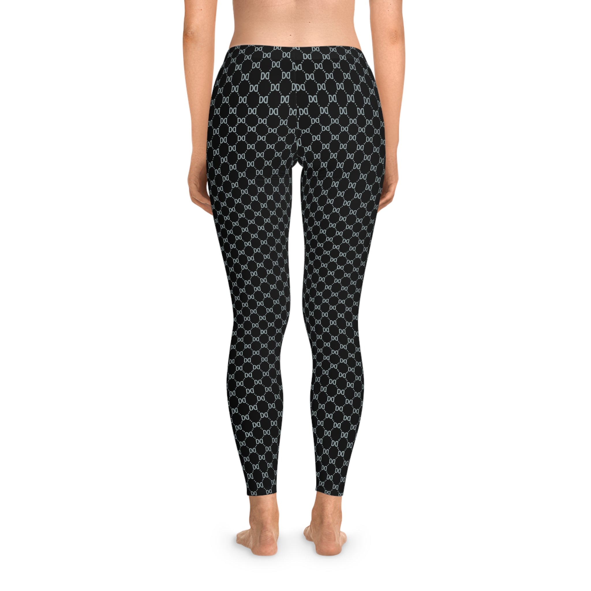 DD Monogram Print | Women's Mid-rise Casual Leggings (AOP), Tattoo, Streetwear, Designer, Fashion