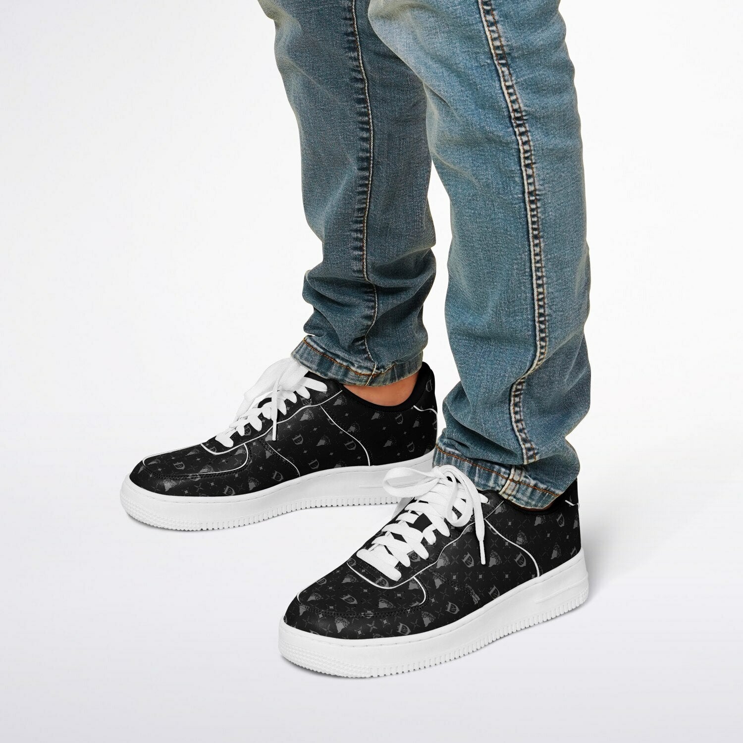 Bandito Panther Custom Monogram Print Core Low Shoes AOP