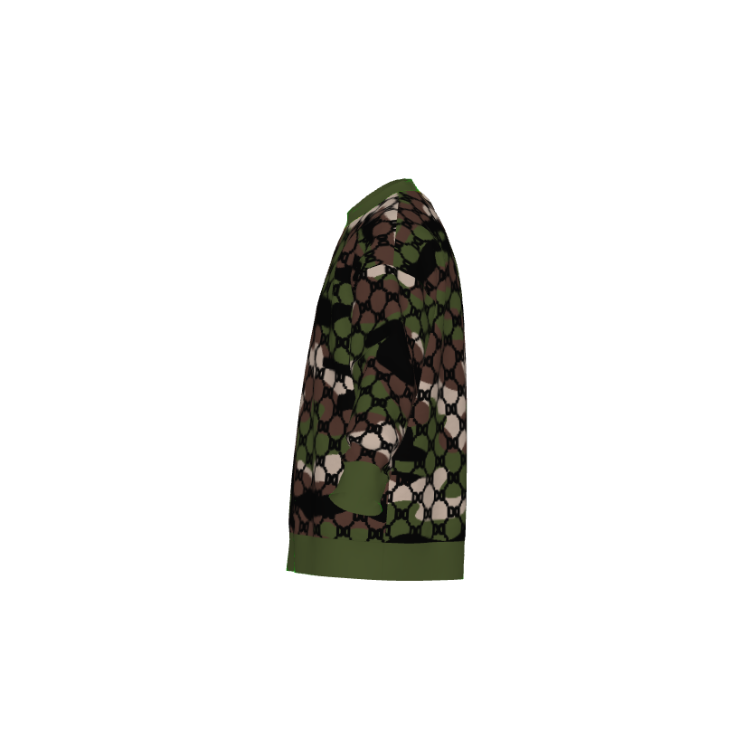 DD Custom Monogram Green Camo Lightweight Crewneck Knitted Sweater