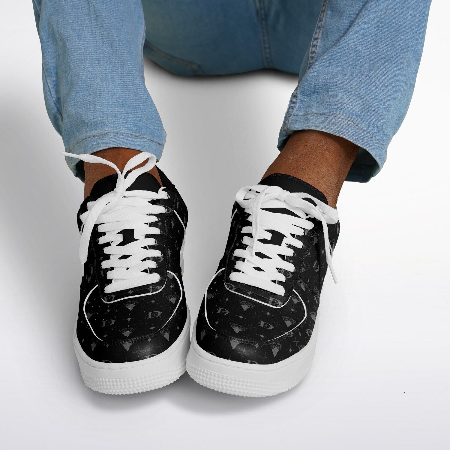 Bandito Panther Custom Monogram Print Core Low Shoes AOP
