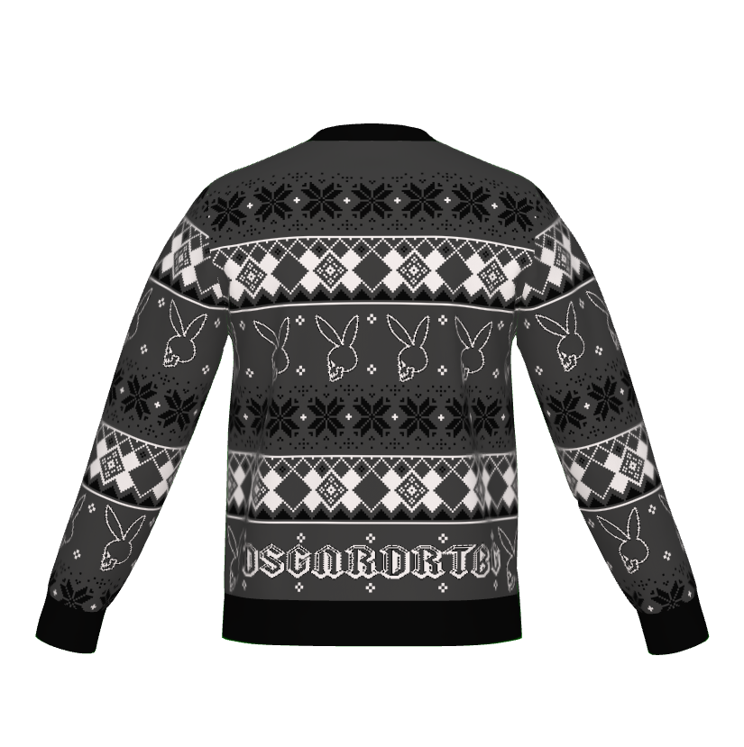 DSGNRDRTBG Bunny Skull Ugly Xmas Lightweight Crewneck Knitted Sweater