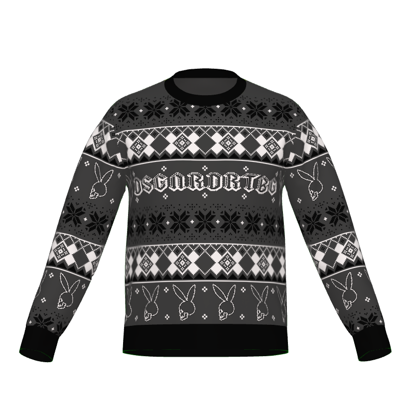 DSGNRDRTBG Bunny Skull Ugly Xmas Lightweight Crewneck Knitted Sweater