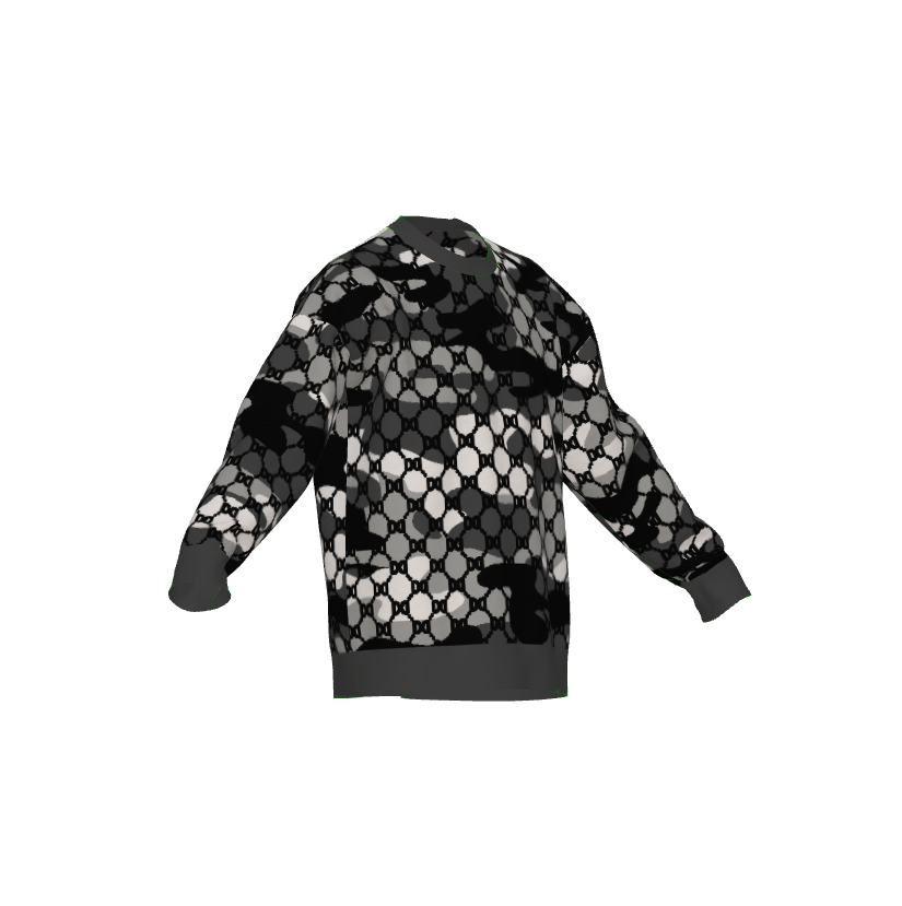 DD Custom Monogram Gray Camo Lightweight Crewneck Knitted Sweater