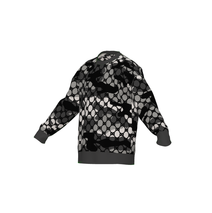 DD Custom Monogram Gray Camo Lightweight Crewneck Knitted Sweater
